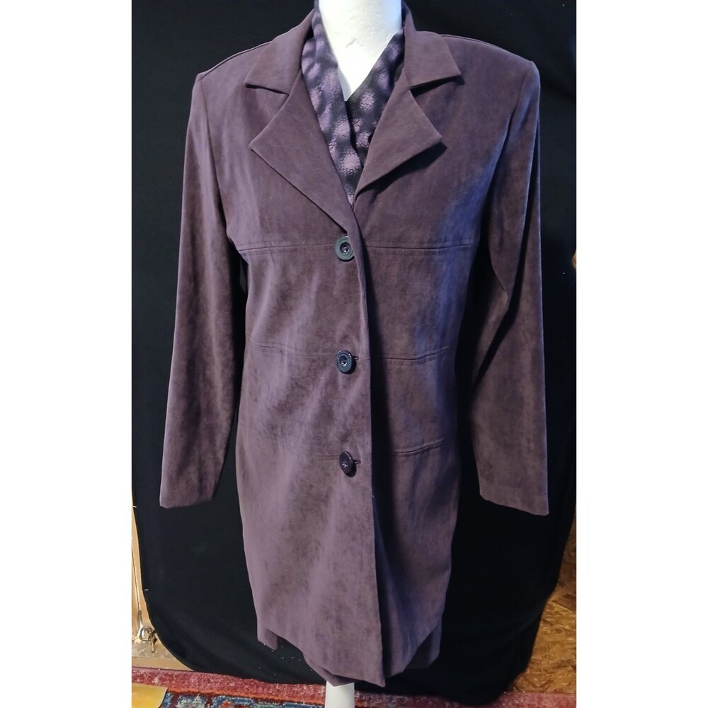 Sag Harbor Dress Petites Faux Suede Purple Blazer with Sleeveless Dress 6P